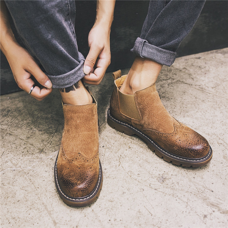 Autumn Boots Korean Edition Bootie Boots England Retro Boots Trend Gaobang genuine leather Chelseain the Men's Shoes, Boots category - from Buy2taobao.com to provide professional Taobao agent buy service