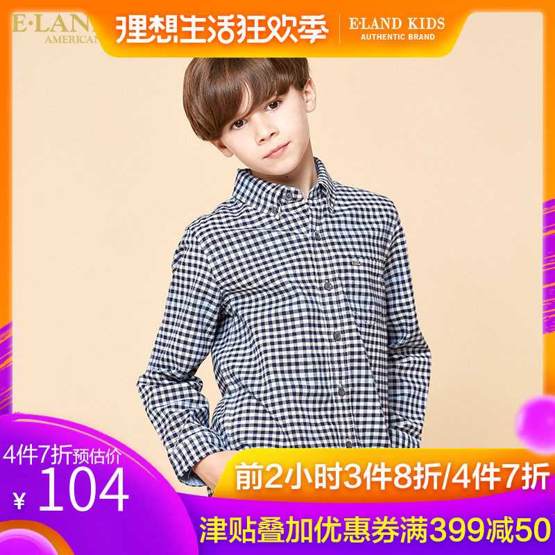 Eland kids Children's clothing Autumn Boy Classic plaid shirt EKYC74901Kin the Children/Baby/Family fitted , Shirt category - from Buy2taobao.com to provide professional Taobao agent buy service