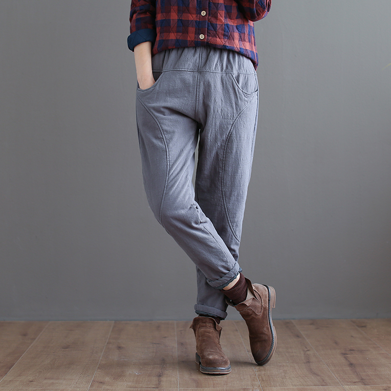 Original Cotton and hemp Elastic waist Cotton clip Solid Retro Easy keep warm Show thin leisure time trousers Cotton pantsin the Women's clothing/Boutique , Pants , Trousers/Down pants category - from Buy2taobao.com to provide professional Taobao agent buy service