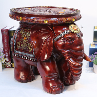  愉家 大象换鞋凳子大号摆件欧式仿实木礼品工艺品新房家居装饰品