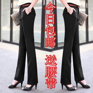  春季新款纯情性感职业直筒微喇裤 OL正装裤 职业修身工装女裤