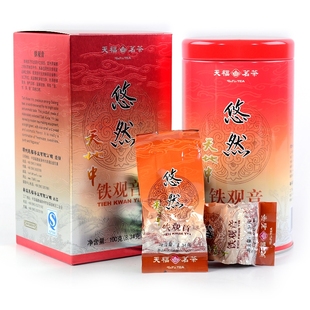  天福茗茶 悠然铁观音 安溪特级清香正秋乌龙茶叶 礼盒式罐装