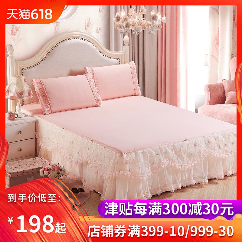 Victoria America Lace pure cotton Three Bed set princess sheet Bed cover Bedcover singleton 1.8 Korean Edition thickeningin the Bedclothes , Bed skirts category - from Buy2taobao.com to provide professional Taobao agent buy service