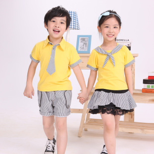 儿童夏季原创校服套装 中性学生运动服 zara短袖T恤深圳校服