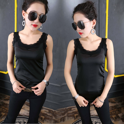 欧洲站新款夏季v领真丝吊带背心女桑蚕丝修身打底衫缎面内搭上衣