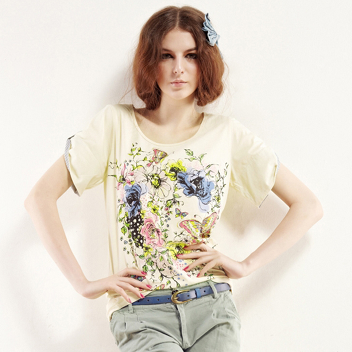 韩版宽松t恤中长款...