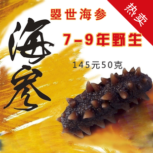  曌世 纯野生海参刺参 7-9年野生海参干货批发 精品淡干海参50克