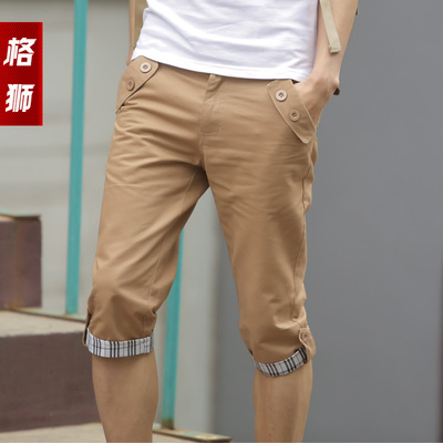 格狮 夏装男装男士七分裤 男 休闲短裤男裤子韩版修身中裤马裤 潮