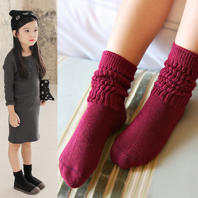 儿童袜子秋冬款纯棉女童堆堆袜宝宝中筒袜1-3-5-7-9岁毛巾袜加厚