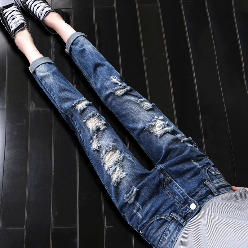 hole Jeans Easy Nine points 2019 summer new pattern Korean Edition Paige Show thin Beggar Haren Diddy trousersin the Women's clothing/Boutique , Jeans category - from Buy2taobao.com to provide professional Taobao agent buy service