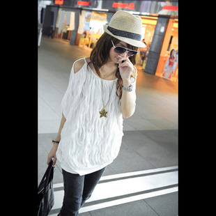  韩版春装潮流新品女装t恤中长款短袖时尚夜店修身女式打底衫小衫