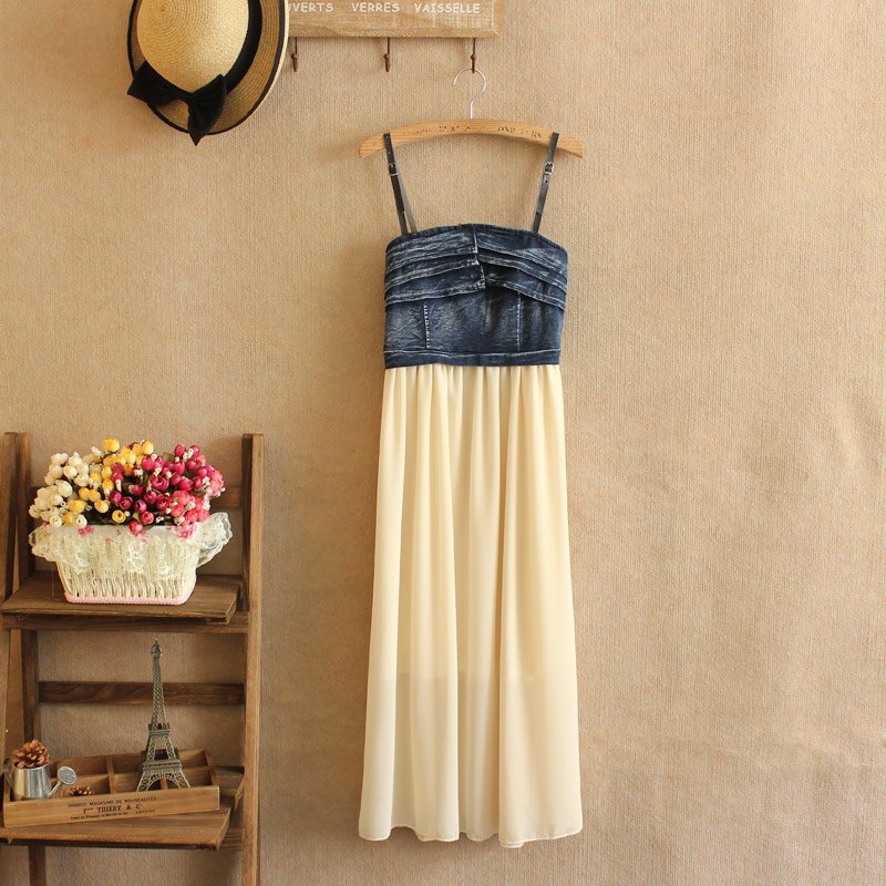 文艺小清新牛仔拼接...