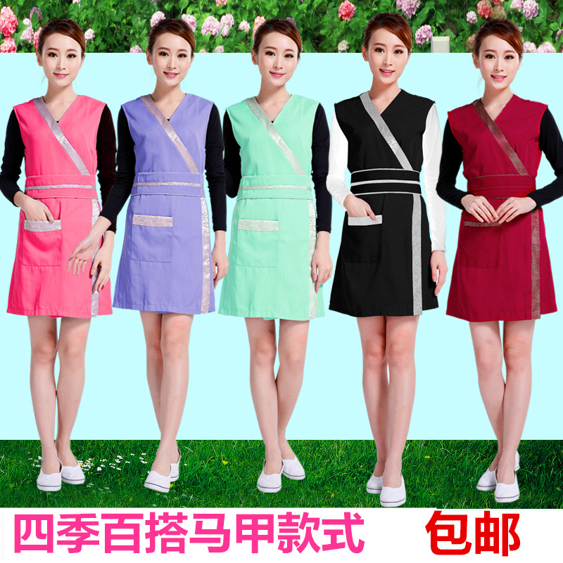 无袖围裙女新款养生会馆美容院美容师工作服中长款均码马甲技师服在类目 家庭/个人清洁工具, 家务/地板清洁用具, 围裙中 - 来自Buy2taobao.com提供专业的淘宝代购服务