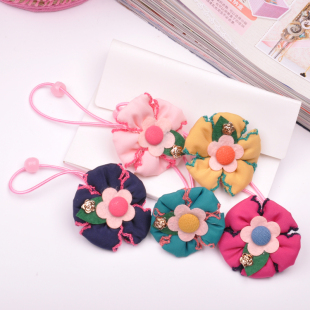  新款韩国儿童发绳 彩色可爱花朵头绳 女宝宝发饰女童皮筋头花