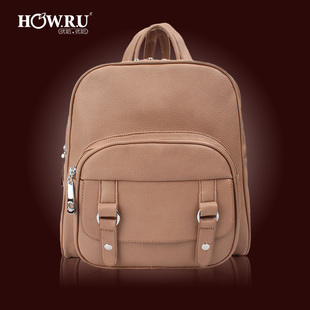  HOWRU优哈新款 韩版皮带装饰复古双肩包书包背包休闲