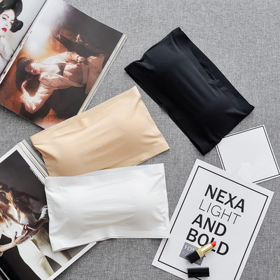 夏季黑色无带薄款内衣女防走光抹胸背心文胸打底裹胸无肩带带胸垫