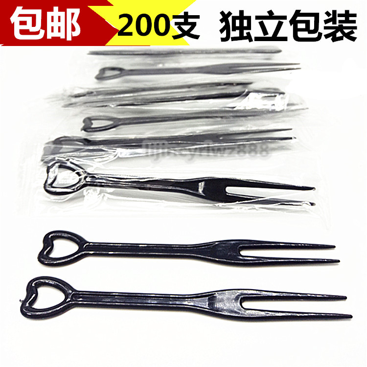 一次性塑料食品叉品尝叉黄色蛋糕叉水果叉两齿甜品叉水果签爱心叉|msdalam kategori pinggan mangkuk, pinggan mangkuk, garpu buah-buahan/tanda buah-buahan - dari Buy2taobao.com untuk memberikan perkhidmatan ejen Taobao profesional membeli