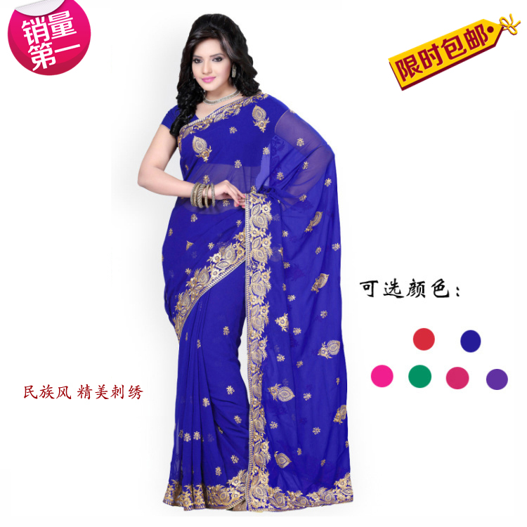 印度之印象 2019进口正品 绣花乔其纱丽服 现货 7色选 包邮在类目 女装/女士精品, 唐装/民族服装/舞台服装, 民族服装/舞台装中 - 来自Buy2taobao.com提供专业的淘宝代购服务