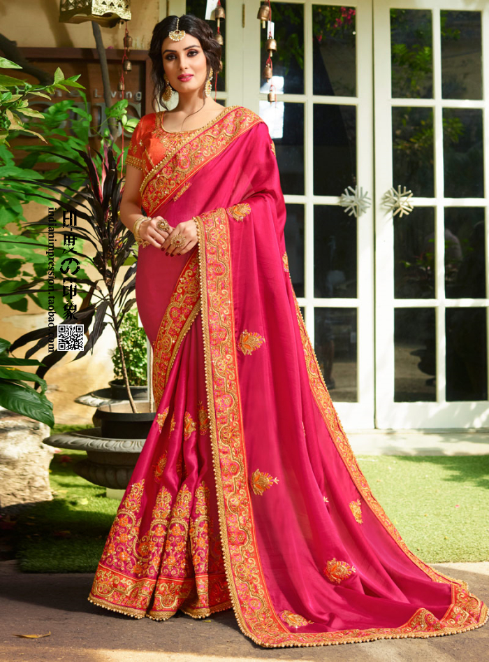 India impression 2018 new pattern Embroidery high quality Sari Pink Party wedding full dress Can be customizedin the Women's clothing/Boutique , Costume/National costume/Stage costumes , National costume/Costumes category - from Buy2taobao.com to provide professional Taobao agent buy service
