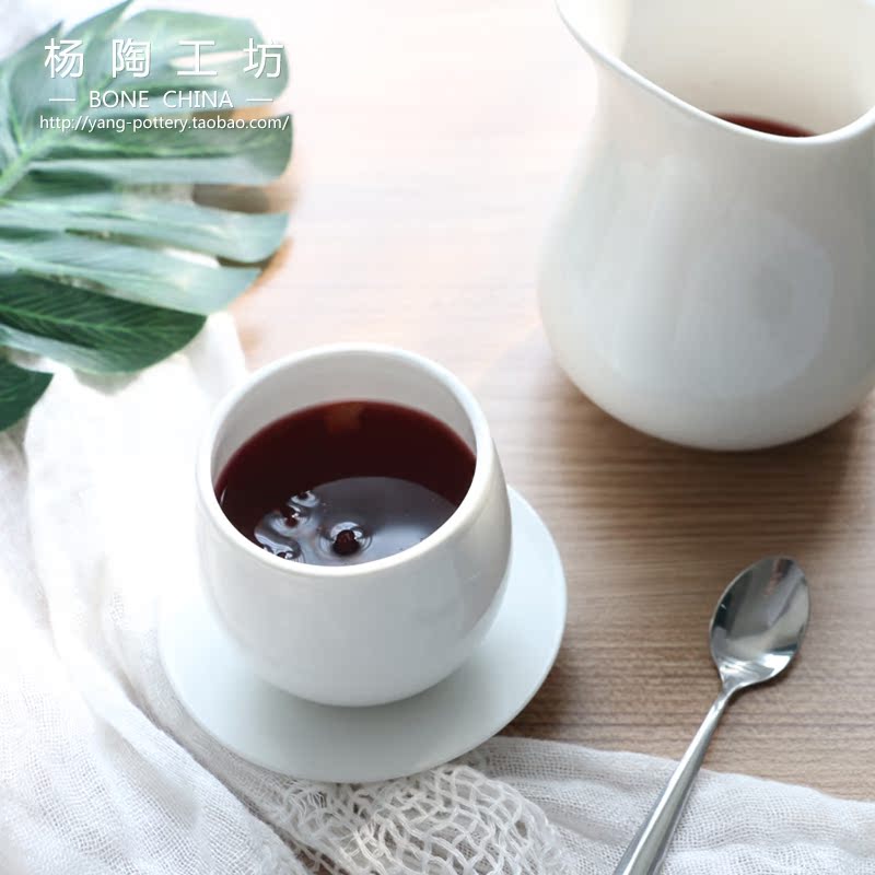 纯白日式鼓形陶瓷杯碟/简约和风茶杯/小清新田园花茶杯甜品慕斯杯|ruв категории посуда, чайный сервиз, цветы и чайный сервиз - от Buy2taobao.com для оказания профессиональной услуги покупки агента Taobao