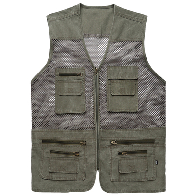 中年男士多口袋马甲外穿春夏季薄款中老年人钓鱼网眼摄影坎肩爸爸