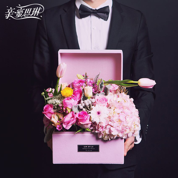 亲蜜思琳 鲜花包装花盒 七夕情人节礼物永生花礼品盒方形绒布盒|ruв категории доставка цветов/цветок моделирования/растения садоводства, Diy моделирования цветы материалов, художественная упаковка, цветочная тара - от Buy2taobao.com для оказания профессиональной услуги покупки агента Taobao