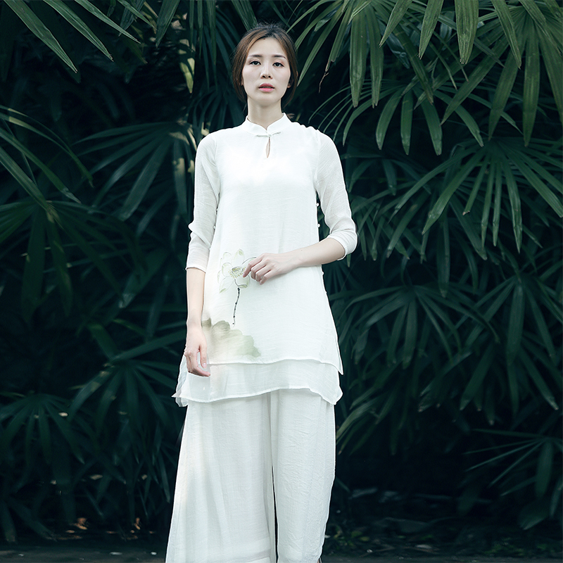 茶服女春夏禅意文艺中国风仙复古棉麻宽松改良上衣阔腿裤两件套装|msdalam kategori Butik wanita / wanita, pakaian/pakaian kebangsaan/peringkat pakaian, pakaian/pakaian Cina, jaket - dari Buy2taobao.com untuk memberikan perkhidmatan ejen Taobao profesional membeli
