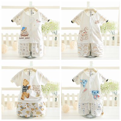 厂价小熊尼尼竹纤维二件套 童装 短袖短裤 开裆套装童装 夏款超薄