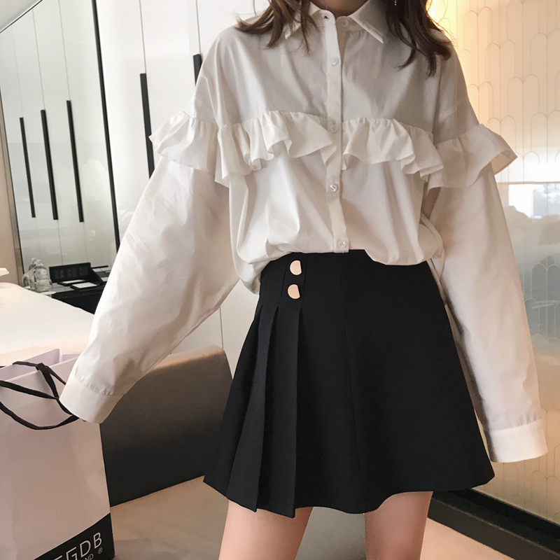 珍珍家 2019春季新款 定制 韓版時尚學院風百搭黑色紐扣半身裙女在類目 女裝/女士精品, 半身裙中 - 來自Buy2taobao.com提供專業的淘寶代購服務
