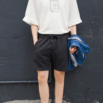 西西里男装 日系五分短裤男潮夏季抽绳松紧腰