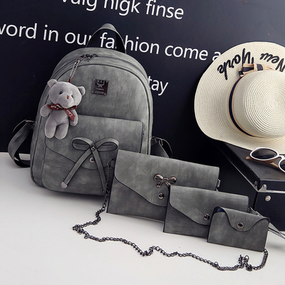 双肩包女韩版2017新款潮百搭蝴蝶结复古学院风中学生书包时尚背包