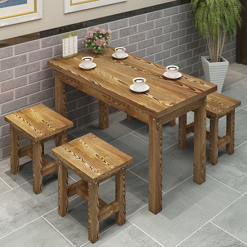 Carbonize solid wood Hotel Fast food The noodle shop Snack bar barbecue Restaurant Pot shops Agritainment Tables and chairs combinationin the Residential furniture , Tables , Dining table category - from Buy2taobao.com to provide professional Taobao agent buy service