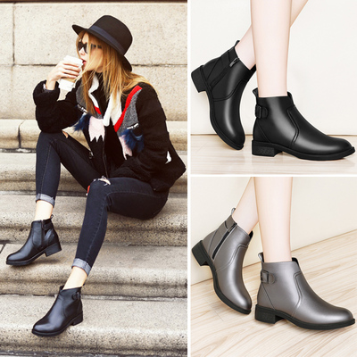 鞋子女2017新款欧洲站单鞋女小短靴秋季切尔西短靴春秋低跟单靴潮