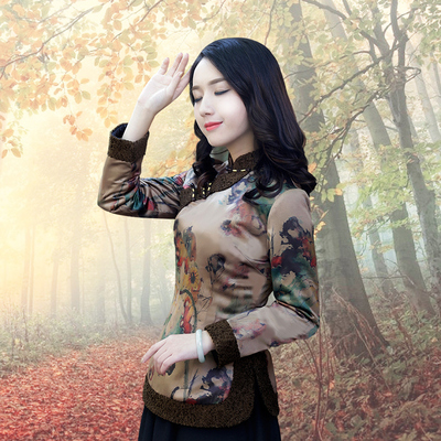 如意风唐装女上衣旗袍秋冬棉衣修身日常改良短款长袖茶服旗袍上衣
