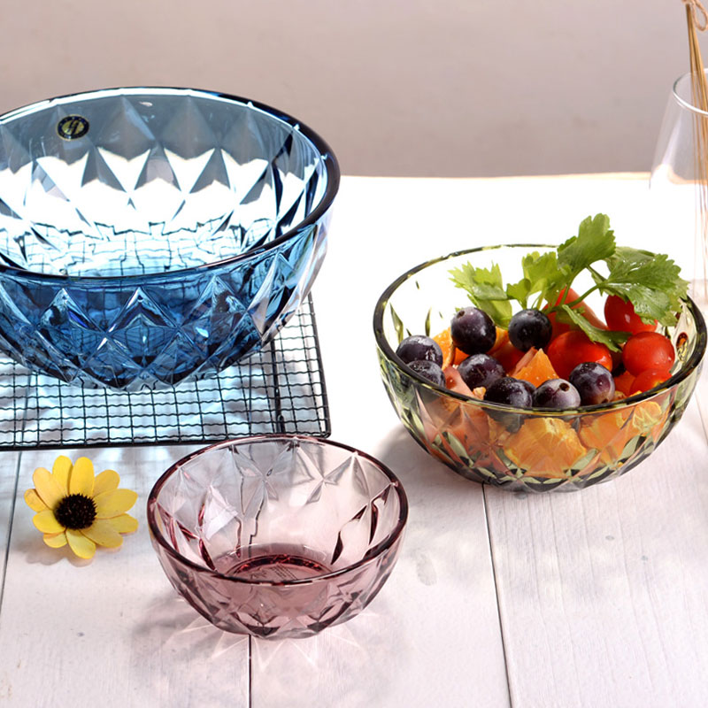 Colored glass bowl Outsize fruit Salad bowl European style Diamond relief Glass Dessert Ice cream bowls Fruit bowlin the Tableware , Tableware , Fruit bowl/Fruit plate/Hamper category - from Buy2taobao.com to provide professional Taobao agent buy service