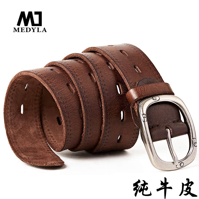 純牛皮皮帶男真皮腰帶複古休閑牛皮腰帶頭層牛皮針扣褲帶手工皮帶在類目 服飾配件/皮帶/帽子/圍巾, 腰帶/皮帶/腰鏈中 - 來自Buy2taobao.com提供專業的淘寶代購服務