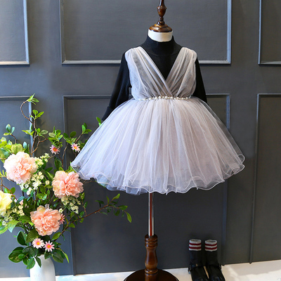 韩国儿童礼服2016秋冬装女童加绒连衣裙公主毛衣裙中大童蓬蓬纱裙