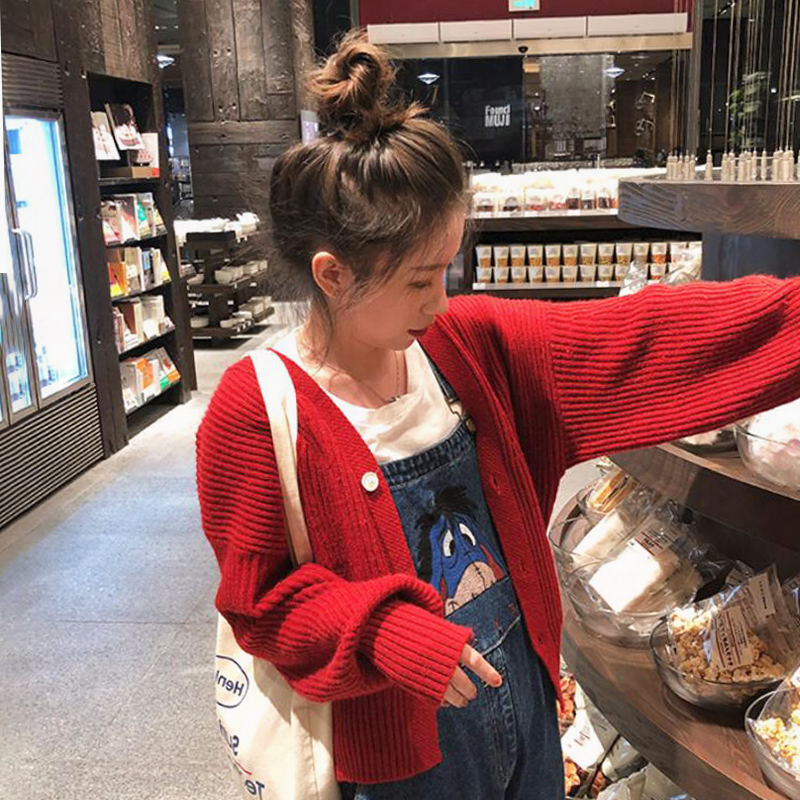 韩版ins超火的网红毛衣外套女短款宽松v领披肩外搭慵懒风针织开衫|ruв категории Женская одежда, свитер - от Buy2taobao.com для оказания профессиональной услуги покупки агента Taobao