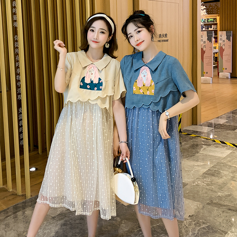孕妇连衣裙仙女超仙夏装时尚2019网纱刺绣拼娃娃领孕妇装夏天裙子|ruв категории Всё для беременных и кормящих, материнство, платье - от Buy2taobao.com для оказания профессиональной услуги покупки агента Taobao