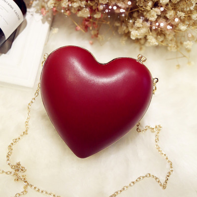 包包爱心女包新款2019韩版链条斜挎包心形时尚晚宴包迷你手拿包潮