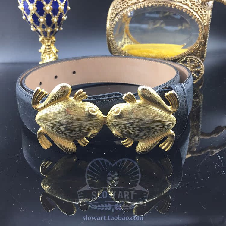 美國西洋vintage現貨壹對青蛙蛤蟆金色紋理立體黑色腰帶皮帶帶扣在類目 服飾配件/皮帶/帽子/圍巾, 腰帶/皮帶/腰鏈中 - 來自Buy2taobao.com提供專業的淘寶代購服務