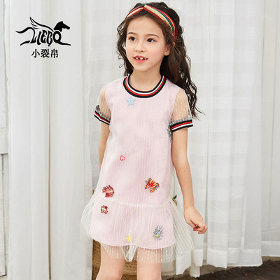 裂帛童装2019夏季新款女童连衣裙刺绣裙子洋气裙56180485