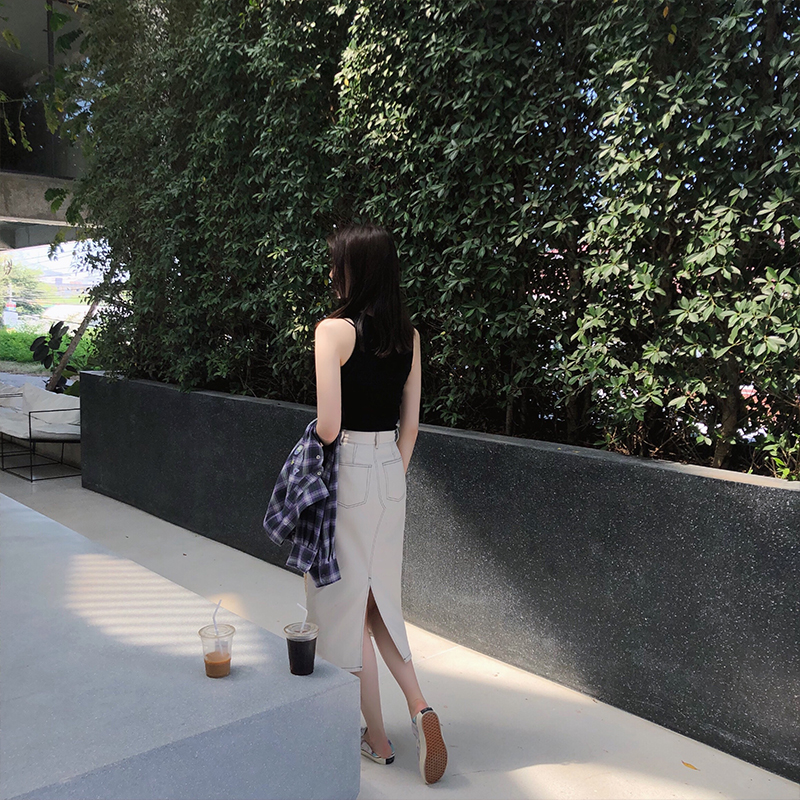 Zhang Dayi white Denim skirt skirt Mid length version Spring and summer Korean Edition Versatile Paige Show thin A font skirtin the Women's clothing/Boutique , Skirts category - from Buy2taobao.com to provide professional Taobao agent buy service