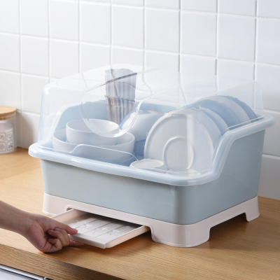 零破损装碗筷收纳盒放碗沥水架厨房收纳箱带盖家用置物架塑料碗柜