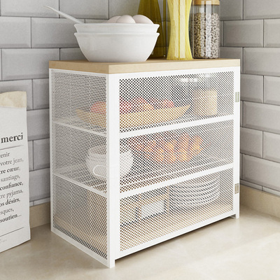 碗柜家用厨房收纳柜子放菜置物架台面迷你小型简易多功能桌面透气