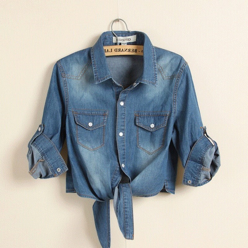 women Lace up shawl jean shirt Five-cent sleeve denim jacket|ruв категории Женская одежда, короткое пальто - от Buy2taobao.com для оказания профессиональной услуги покупки агента Taobao