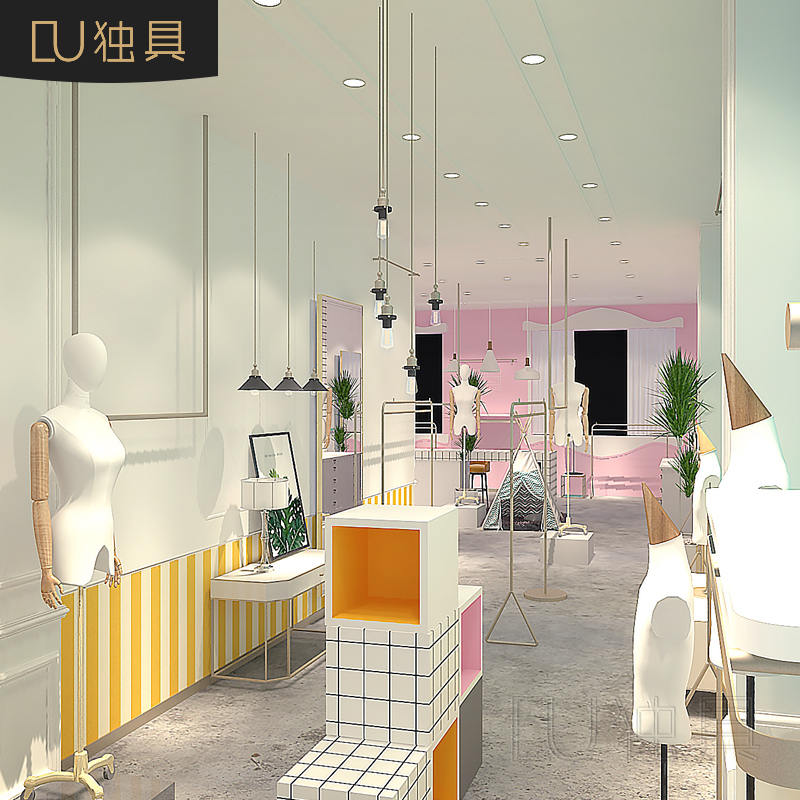 女童裝店鋪裝修設計實體店面門頭設計商場專賣店3D效果圖全案設計在類目 商業/辦公傢俱, 服裝店傢俱, 服裝展示架中 - 來自Buy2taobao.com提供專業的淘寶代購服務
