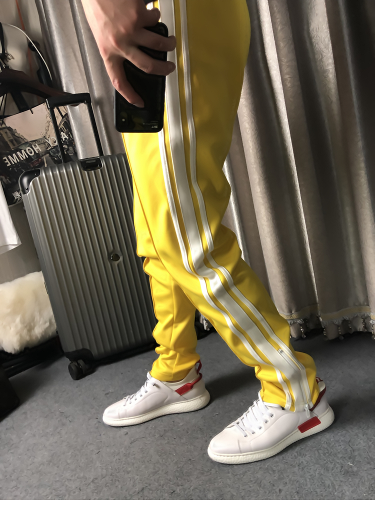 Ali Spring and summer man white Mosaic Self cultivation Casual pants sweatpants Sporty Zipper pantsin the Men's clothing, Casual pants category - from Buy2taobao.com to provide professional Taobao agent buy service