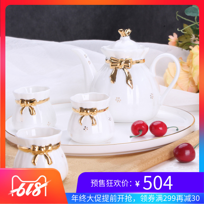 Tangshan Red rose Bone tea set suit Kungfu Online tea set Coffee Outline in gold Korean teacup bow teapotin the Tableware , Tea set , Tea package category - from Buy2taobao.com to provide professional Taobao agent buy service