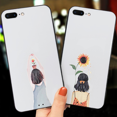 苹果iphone8plus手机壳全包防摔浮雕7plus文艺女款iphonex软黑边磨砂6个性新款6s六七八p创意8x